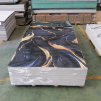 Panneau décoratif mural intérieur flexible en PVC haute brillance, plaque décorative intérieure en marbre UV