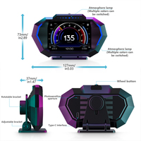 WiiYii P24 HUD OBD2+GPS+Pengukur Kecepatan Kemiringan Layar Head Up Display di Kaca Depan dengan Jam OLED Resolusi 800x480 Pemantauan RPM dan Suhu Oli