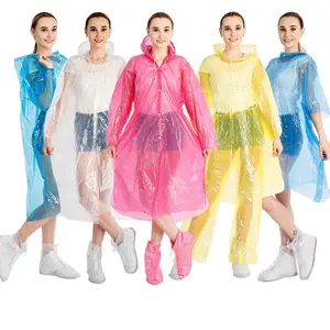 Portable Disposable clear impermeable Pocket Rain Coat Poncho Jacket cover Waterproof Raincoat For Adults Women Men