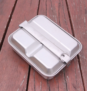 Olla de acero inoxidable 2 en 1 de 800-1000 ml con 3 compartimentos para viajes al aire libre, camping, lonchera y cocina. - Product Image 6