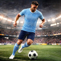 Seragam Sepak Bola Grosir Custom 100% Poliester Jersey Sepak Bola Polos Set Pakaian Sepak Bola Cepat Kering Jersey Latihan Sepak Bola untuk Pria