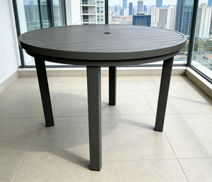 <span class=keywords><strong>Mesa</strong></span> de Centro Redonda de Aluminio <span class=keywords><strong>para</strong></span> Exteriores, Color Gris Oscuro, Resistente a la Intemperie, <span class=keywords><strong>con</strong></span> Orificio <span class=keywords><strong>para</strong></span> <span class=keywords><strong>Sombrilla</strong></span>, <span class=keywords><strong>para</strong></span> Balcón o <span class=keywords><strong>Terraza</strong></span> - Product Image 1