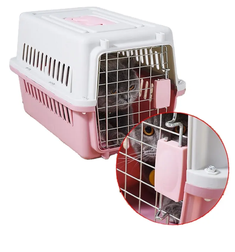 Venta al por mayor, caja de transporte para mascotas, caja práctica de viaje para mascotas, caja de aire para mascotas para gatos y perros