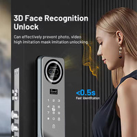 Serrure de porte intelligente haut de gamme entièrement automatique avec caméra de reconnaissance faciale 3D pour portes en bois et en aluminium, contrôle par application Tuya, garantie de 2 ans
