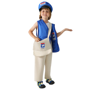 Disfraz de cartero para niños, chaleco azul con diseño de buzón, conjunto de tres piezas para 5 a 7 años, juego de rol, actuación, cosplay. - Product Image 4