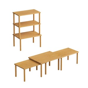 Estante de almacenamiento de bambú de 3 niveles, organizador de escritorio para cocina, especiero, sala de estar, dormitorio - Product Image 3