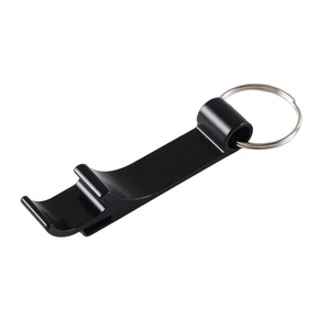 Porte-clés décapsuleur en métal noir personnalisable, design léger en alliage avec anneau porte-clés pour usage quotidien - Product Image 2