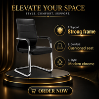 Chaise de conférence moderne YZ en PU noir, fauteuil de bureau exécutif, base cantilever tubulaire chromée, structure métallique pour salle de réunion