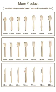 Custom Package Natural Birch Wood Disposable Eco Personalized Natural Bulk 162mm Wooden Dinner Spoons
