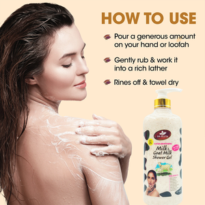 Vente en gros de gel douche blanchissant aux extraits de lait et lait de chèvre nettoyant pour le corps 1100ml pour une peau éclatante (bienvenue OEM/ODM) - Product Image 6