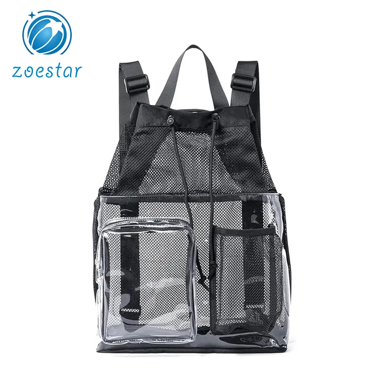 Clear Mesh Backpack Drawstring Mesh Bag Transparent Backpack