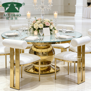 Muebles para bodas de hotel, mesas y sillas modernas de lujo de acero inoxidable para eventos de boda - Product Image 2