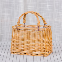Panier de fleurs Portable en rotin, panier décoratif tissé, panier de rangement pour plantes de Camping, panier de compagnon rustique