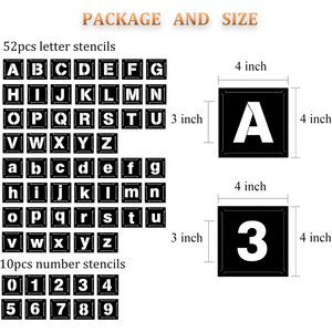 Kit de 62 pochoirs réutilisables en plastique <span class=keywords><strong>pour</strong></span> lettres et chiffres, modèles imbriqués <span class=keywords><strong>pour</strong></span> la peinture sur <span class=keywords><strong>bois</strong></span> et murs - Product Image 2