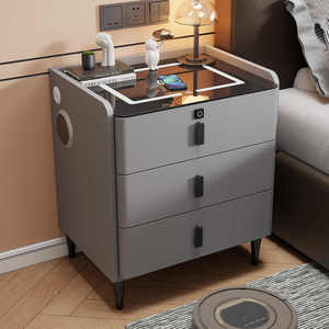 Comodino Pieghevole di Lusso in Legno, Arredamento Moderno per Camera da Letto con Porta USB Smart, Caricatore Wireless e <span class=keywords><strong>Lampada</strong></span> - Product Image 3