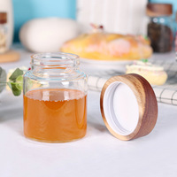 Pot de conservation empilable en verre borosilicate épais, hermétique, avec couvercle fileté et finition en bois d'acacia pour la cuisine