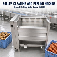 Automatische borstelrolwasmachine van SUS304 roestvrij staal voor het wassen en schillen van aardappelen, gember, wortelen en andere wortelgewassen