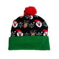 Cappello natalizio per le vacanze di alta qualità con luci a LED cappello berretto invernale in Jacquard lavorato a maglia