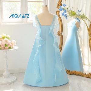 Abito da festa in raso blu per bambine, per l'estate, formale, per compleanno, con fiori, <span class=keywords><strong>vestito</strong></span> da bambina, abbigliamento per bambine, <span class=keywords><strong>vestito</strong></span> a fiori - Product Image 3