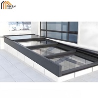 Système de toit en verre à persiennes pliantes automatiques, lanterneau coulissant électrique, cadre en alliage d'aluminium, insonorisation, éclairage naturel, ventilation