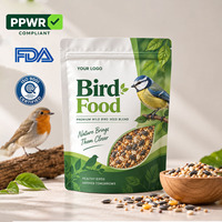 Sacs personnalisés pour aliments pour oiseaux avec fermeture éclair et fenêtre transparente, sachets imprimés à fond plat pour graines et mélanges de graines pour oiseaux