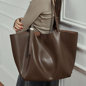 Bolso de mano de cuero genuino, bolsos de un solo hombro a la moda, bolso escolar de cuero de alta calidad, bolso de diseñador para mujer, bolso de gran capacidad - Product Image 1