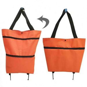 Carrito de Compras Plegable Portátil Reutilizable con Ruedas y Logotipo Personalizado, Bolsa de Compras con Diseño de Letras - Product Image 1