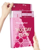 Coffret cadeau de compte à rebours de Noël POPFEEL, coffret cosmétique en forme de livre avec huile essentielle, fard à paupières, crème pour les yeux, blush, brillant à lèvres