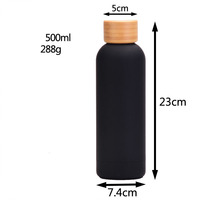 Botol Vakum Portabel dengan Tutup Kayu Bambu Termos Dinding Ganda Stainless Steel