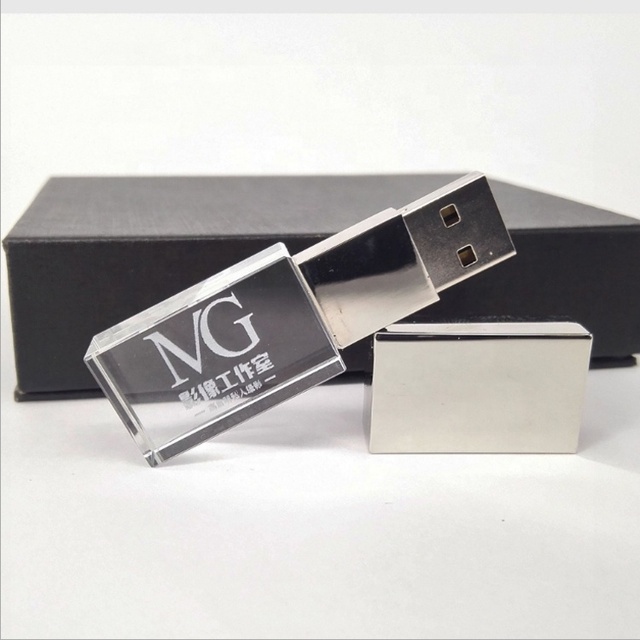 Best Price Custom logo LED Rectangular Crystal U Disk 8gb 16gb 32gb Flash Drive with Light for Business Gift