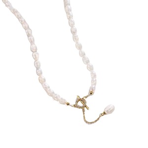 Collar de Perlas de Agua Dulce Estilo Barroco, Nuevo Modelo 2021, para Mujer, Estilo Veraniego Ligero y Lujoso con Cadena para Clavícula - Product Image 5