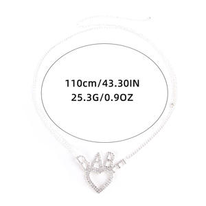 Bijoux fantaisie bébé lettres coeur ventre chaîne réglable Micro pavé Bling paillettes strass taille chaîne pour les femmes - Product Image 6