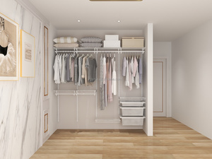 Armario Metálico Moderno Personalizado de Ponie Factory, Armario Abierto <span class=keywords><strong>con</strong></span> Riel para Cortina, Bloqueable, Extensible, Ajustable, de MDF, Ensamblado - Product Image 5