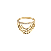 Cincin Hidung Segmen Berengsel Titanium ASTM F136 dengan Zirkon Antialergi Perhiasan Tindik Fashion Anting Stud Titanium