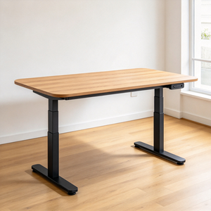 Bureau debout ergonomique à hauteur réglable, table de bureau aspect bois, poste de travail autonome, bureau informatique pour le télétravail - Product Image 3