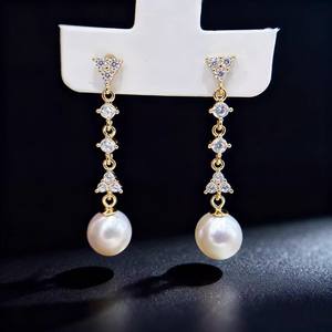 22863DIY S925 Pendientes de Plata con Perlas Multicolores de 7-12 mm, Base Vacía para Pendientes de Cristal - Product Image 4