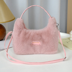 Bolso de felpa popular 2025, logotipo de marca para mujer, bolso cuadrado pequeño, piel de imitación bonita, bolso cruzado simple - Product Image 2