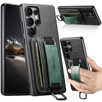 Étui de téléphone SUTENI pour Samsung S26 Ultra avec dragonne, anneau, porte-cartes et support, en similicuir lisse, compatible S25 Plus S24 S23