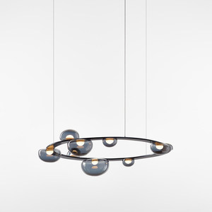 Minimalist Circular Chandelier <b>Led</b> Lighting Black Round Multi Head Pendant <b>Light</b> For Home Living Room Bedroom Restaurant - Product Image 1