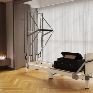 Duradera cama plegable de metal de hierro semi-elevada Pilates Reformer con torre y medio trapecio para estudios de Pilates - Product Image 3