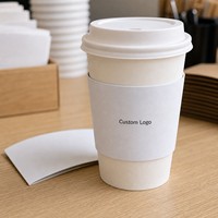 Funda de cartón blanca lisa para vasos, ideal para exhibir logotipos, para bebidas calientes y frías, suministro para mostradores de cafeterías