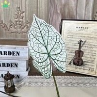 Daun Palem Taro Sutra Hijau Buatan, Tanaman Hijau Batang Panjang untuk Dekorasi Rangkaian Bunga Pernikahan, Dinding, dan Rumah