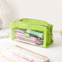Design de mode transparent PU logo personnalisé sac à crayons unisexe étudiants école oxford fermeture éclair étuis et sacs à crayons