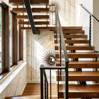 Escalera Flotante Personalizada con Peldaños de Madera Sólida, Escaleras Rectas Interiores Modernas y Minimalistas para Uso Residencial y Comercial