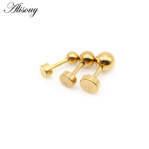 Alisouy, 2 uds., <span class=keywords><strong>pendientes</strong></span> de tuerca con tornillo redondo de bola de Color dorado de acero inoxidable para mujeres, hombres, bebés/niños, joyería Piercing de 4mm/5mm/6mm - Product Image 1