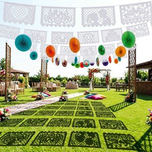 Guirnaldas de Papel de Seda Blancas para Fiestas y Bodas, Banderines de 14 x 9 Pulgadas Precolgados para Decoración de Fiestas Temáticas Mexicanas - Product Image 2