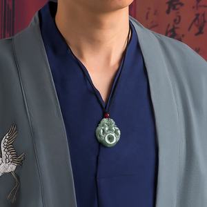 Pendentif en jade naturel en forme de donut Pi Xiu, style chinois, bestioles mythiques, cadeau avec certificat d'évaluation PX37 - Product Image 4
