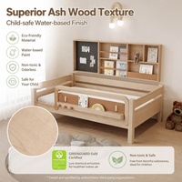 Lit pour enfants en chêne massif moderne de Jim's Room avec étagère murale multifonctionnelle et panneau perforé créatif pour chambre à coucher