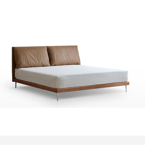 Cama doble minimalista moderna estilo medieval cama plataforma encerada al aceite marrón madera Retro Para el hogar muebles dormitorio principal uso - Product Image 6