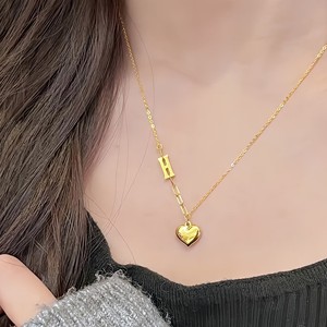 Saint Valentin amour épissage titane acier <span class=keywords><strong>ne</strong></span> se décolore <span class=keywords><strong>pas</strong></span> nouveau coeur plaqué or 18K femmes colliers - Product Image 6
